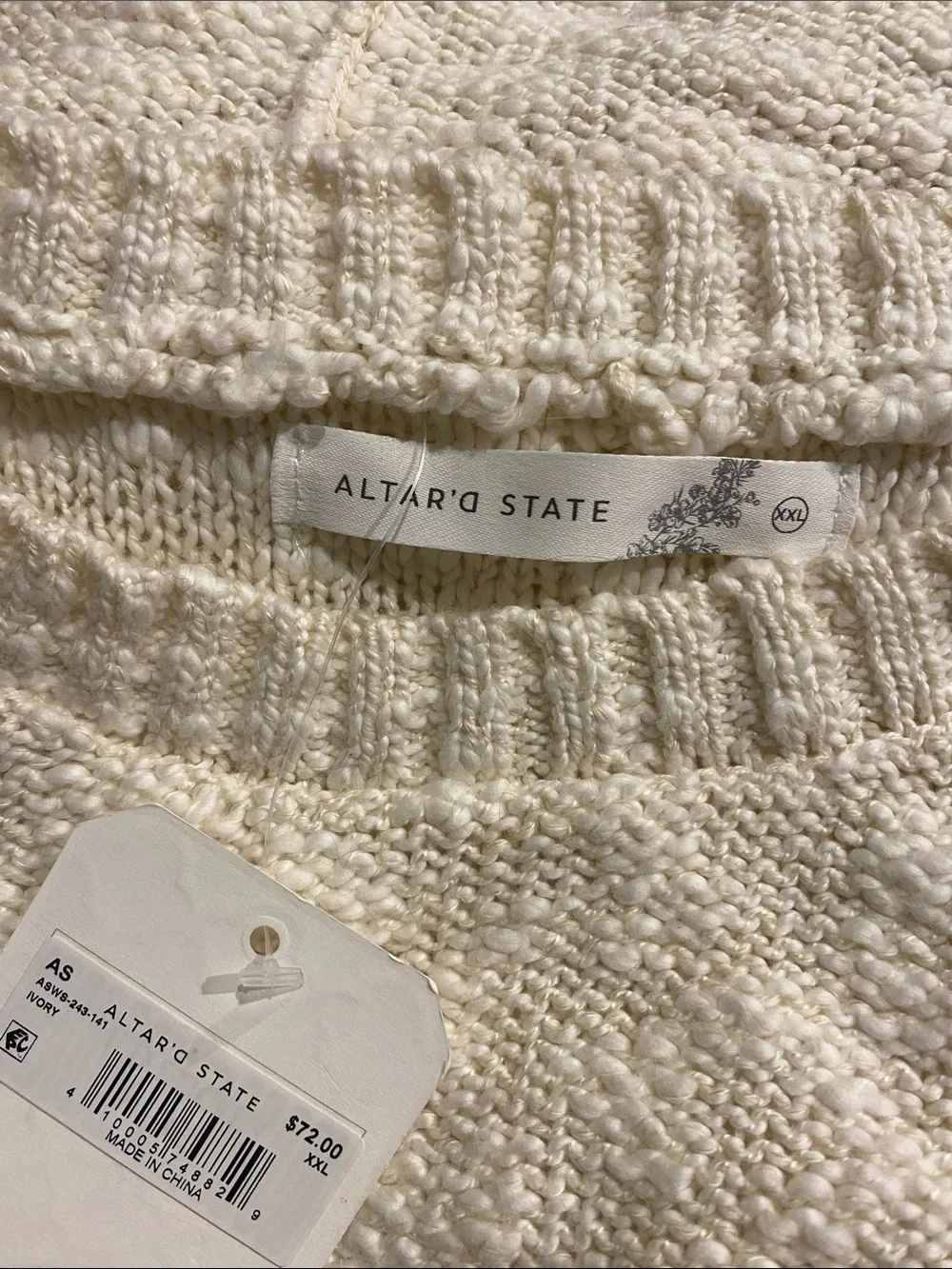 Altar’d State Katy Lace Hem Crop Sweater NWT XXL